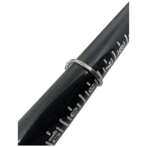 Green Crystal Halo Ring Silver Tone Emerald Color Statement Size 7.5 Modern - Picture 6 of 10